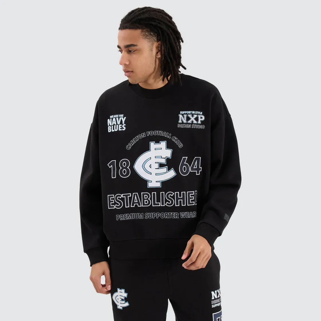 NXP x AFL Carlton Blues Box Fit Sweater - Jet Black