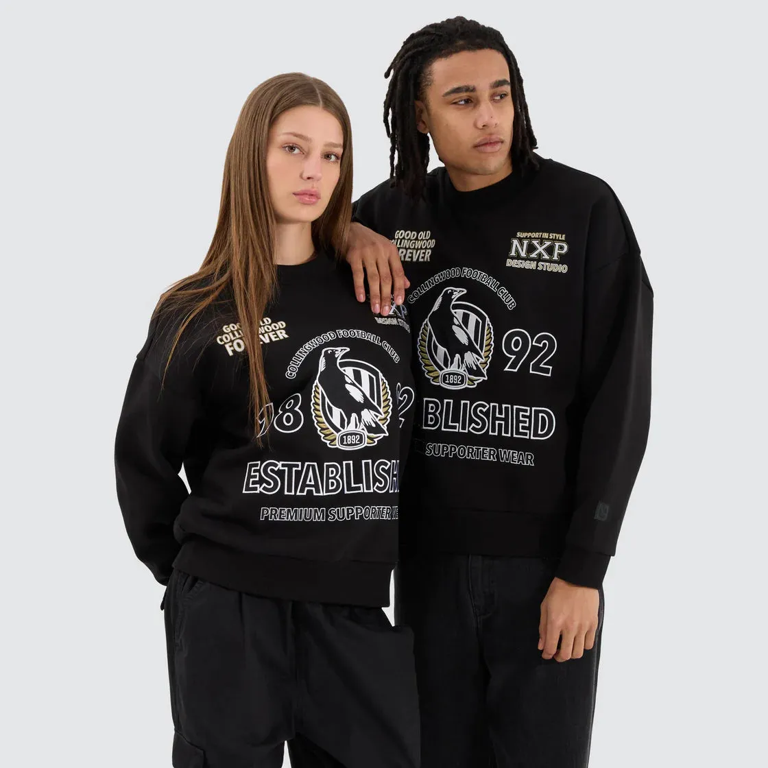 NXP x AFL Collingwood Magpies Box Fit Sweater - Jet Black