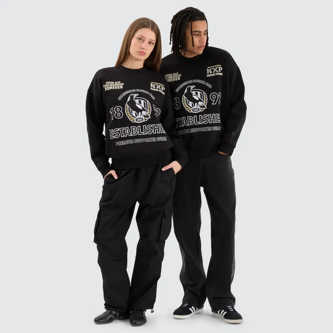 NXP x AFL Collingwood Magpies Box Fit Sweater - Jet Black