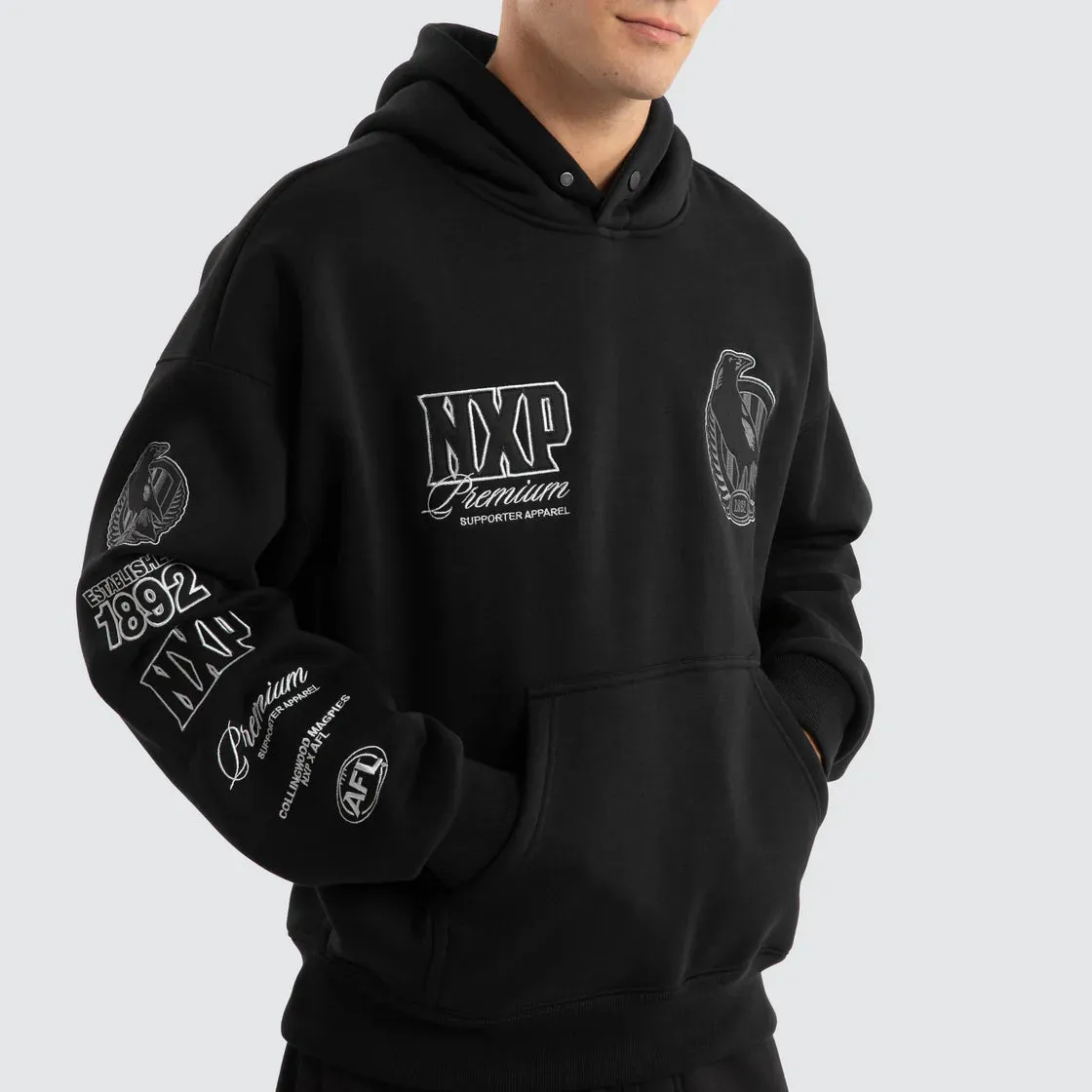 NXP x AFL Collingwood Magpies Mono Hoodie - Jet Black