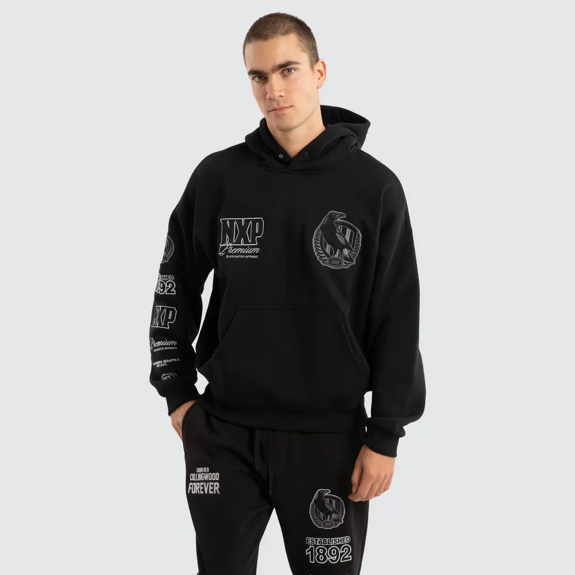 NXP x AFL Collingwood Magpies Mono Hoodie - Jet Black