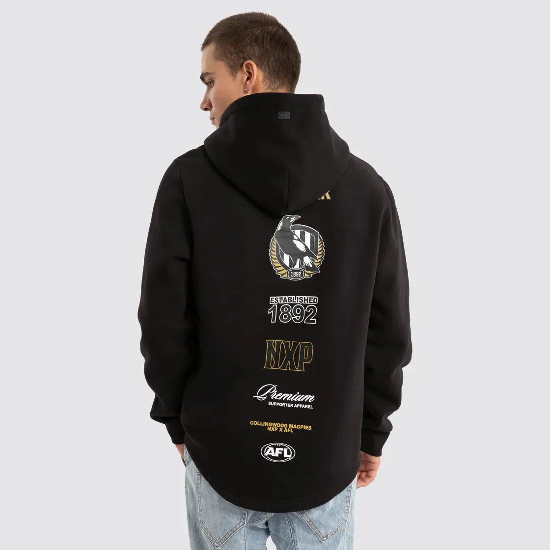 NXP x AFL Collingwood Magpies Spine Hoodie - Jet Black