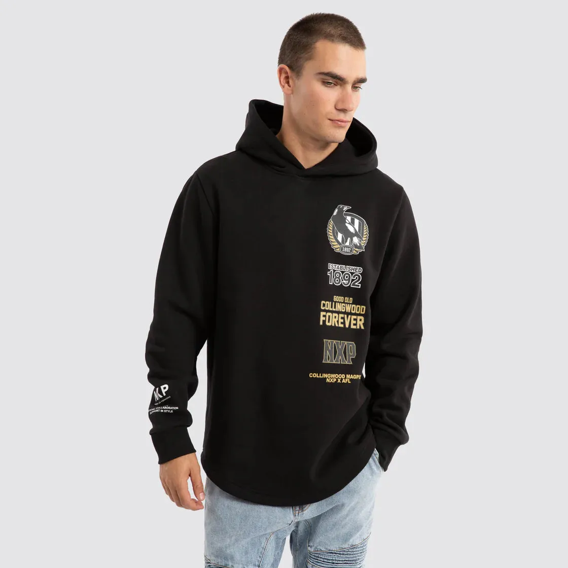 NXP x AFL Collingwood Magpies Spine Hoodie - Jet Black