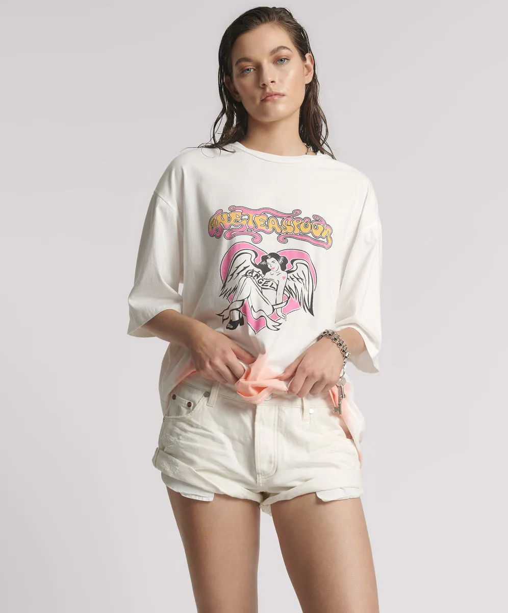 ONE TEASPOON Womens Angel Dip Dye Kobe Tee - Cream