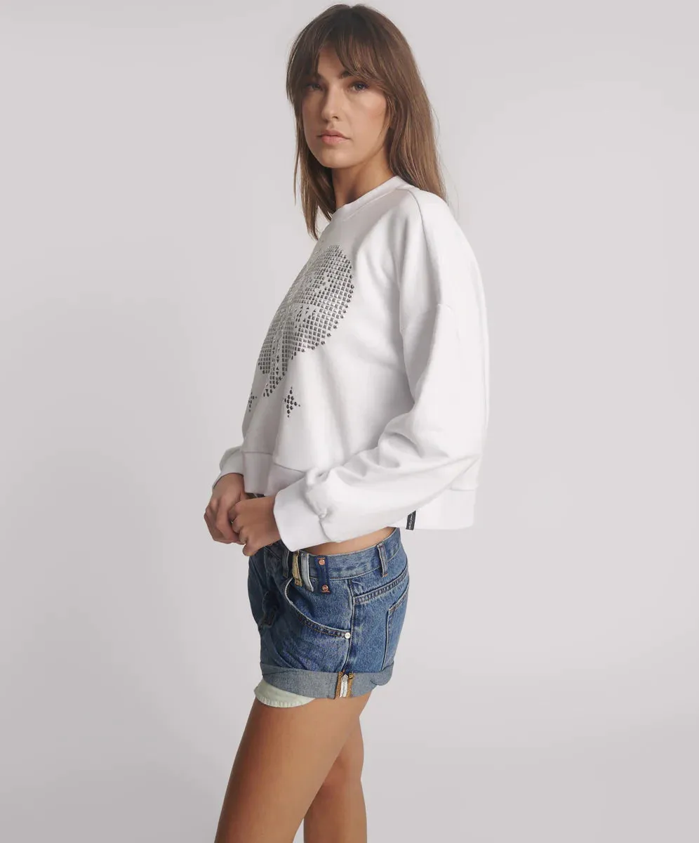 ONE TEASPOON Womens Blue Love Notched Bandit Low Waist Denim Shorts - Blue Love