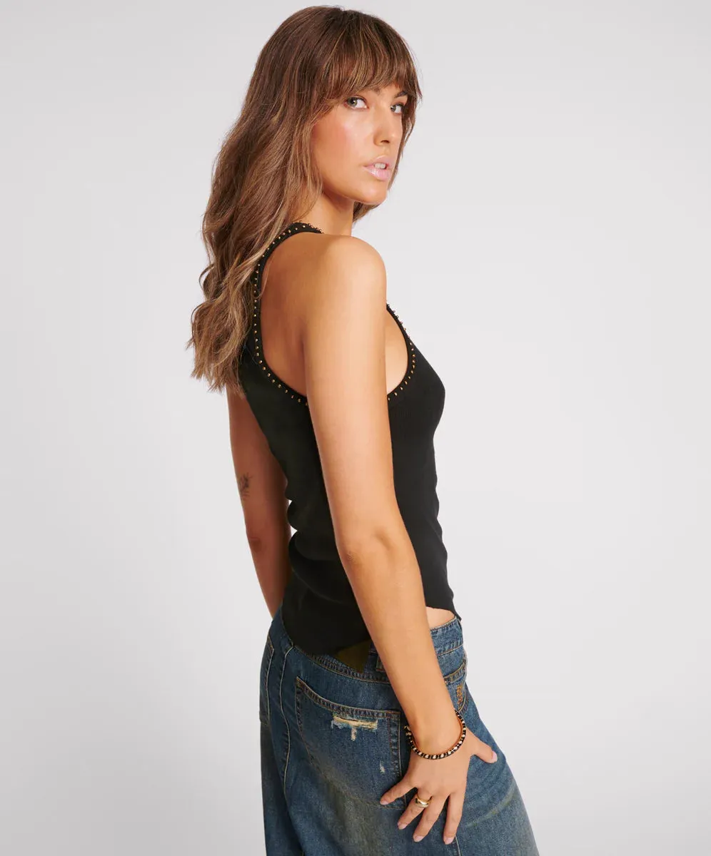 ONE TEASPOON Womens Hand Beaded Ramone Tank - Black