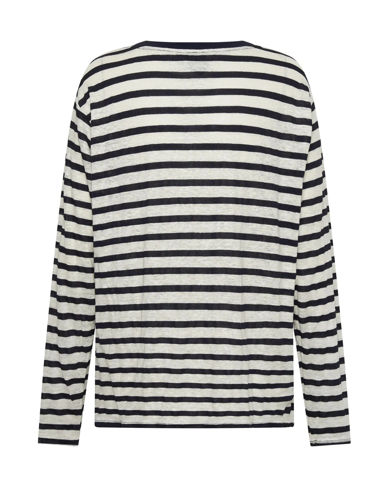 ONE TEASPOON Womens LInen Yarn Dye Stripe Longsleeve Boyfriend Tee - Blue & White
