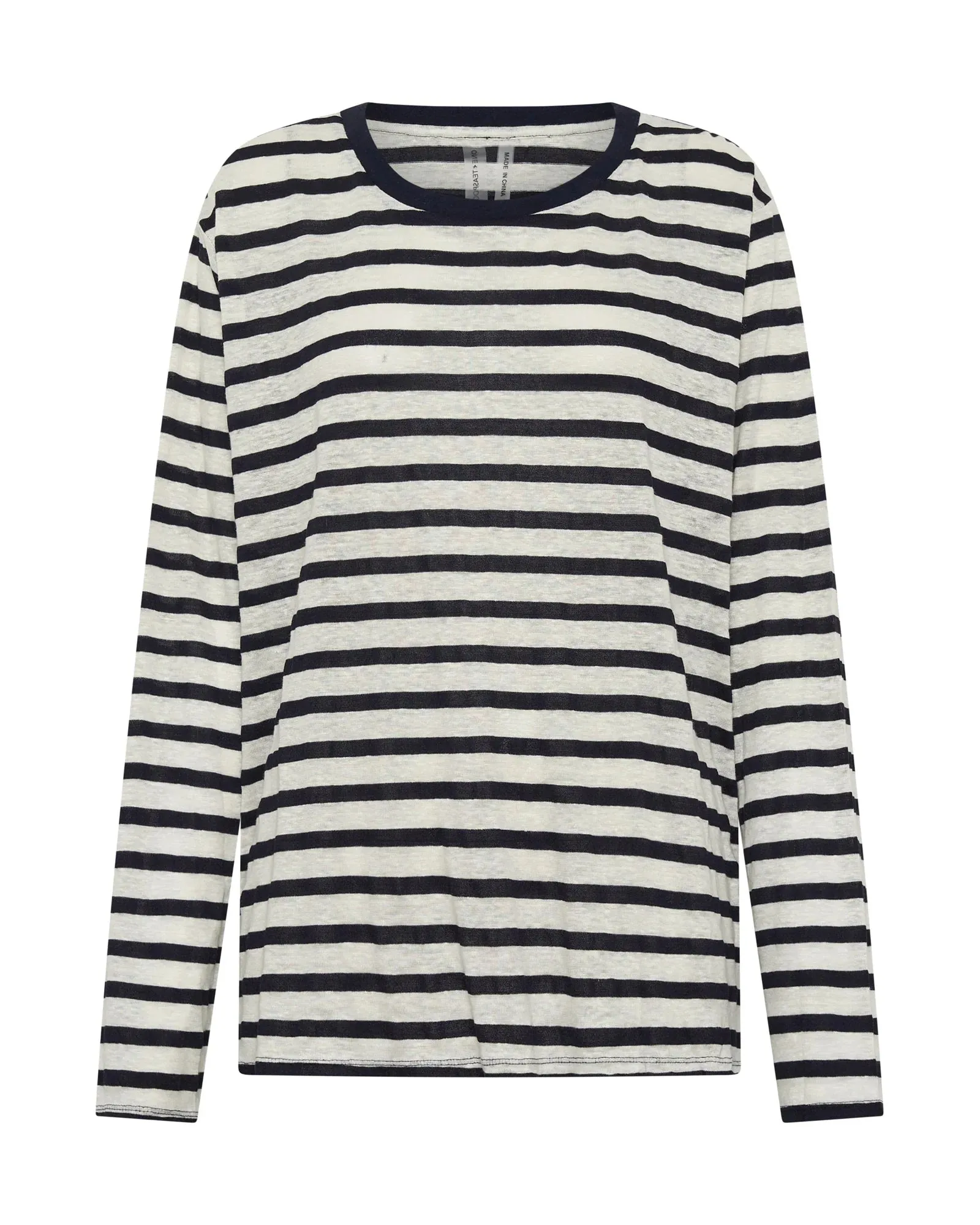 ONE TEASPOON Womens LInen Yarn Dye Stripe Longsleeve Boyfriend Tee - Blue & White