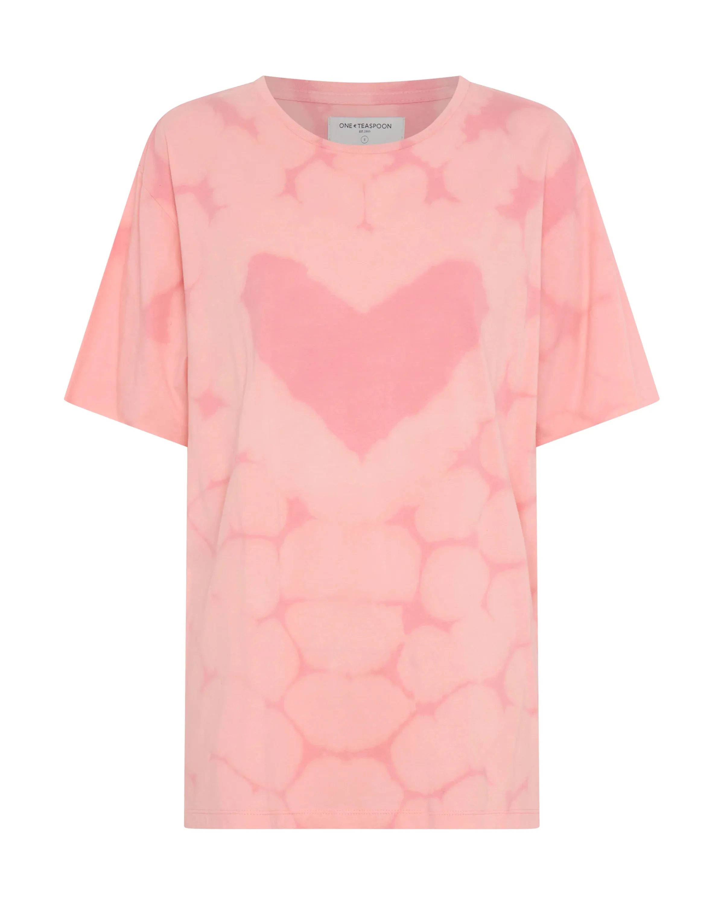 ONE TEASPOON Womens Love Sweat Tie Dye Boyfriend Tee - Pale Pink
