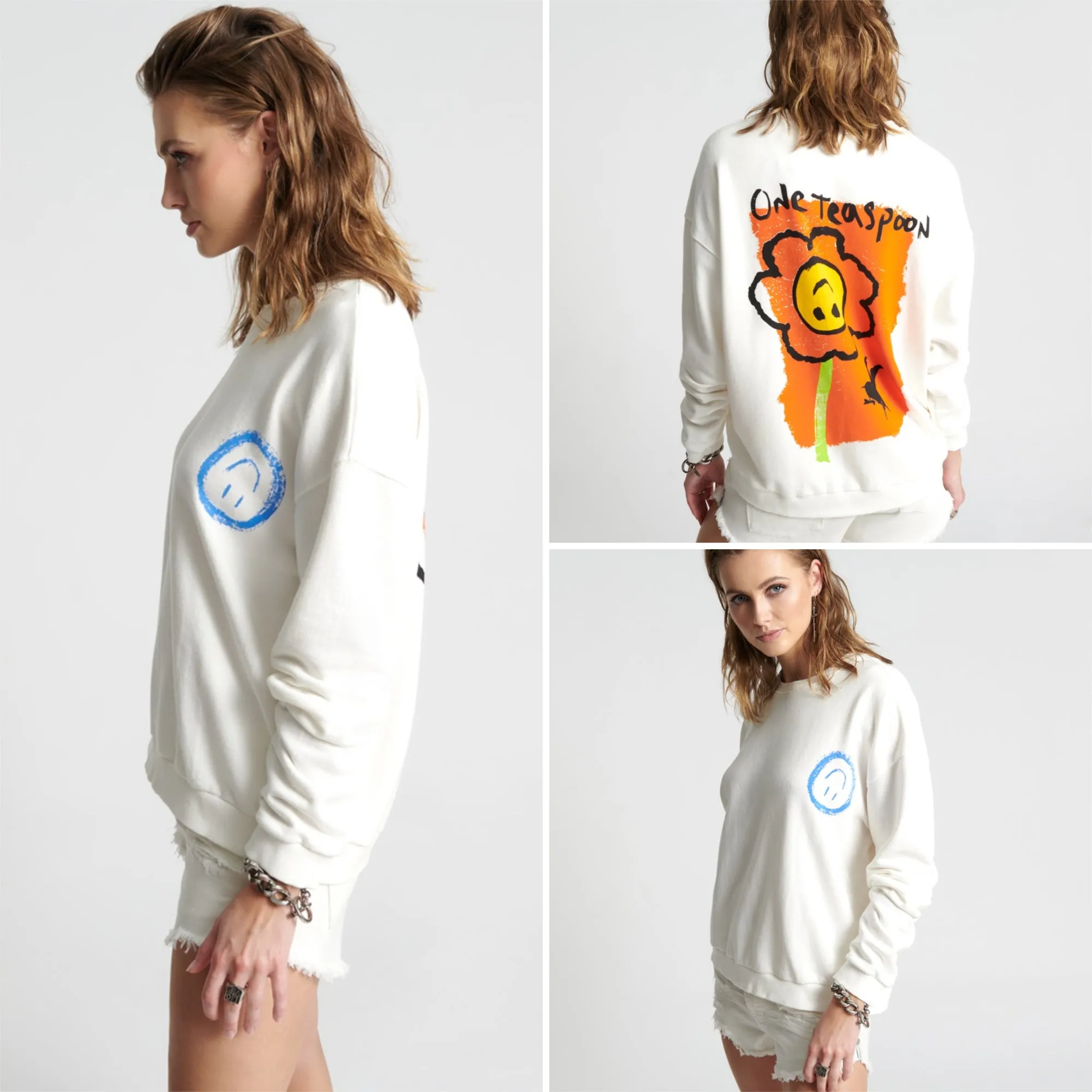 ONE TEASPOON Womens Picked For You Oversized Sweater White