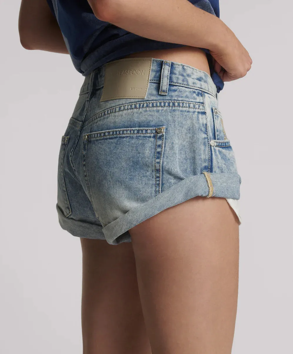 ONE TEASPOON Womens Sunset Blue Bandits Low Waist Denim Shorts - Sunset Blue