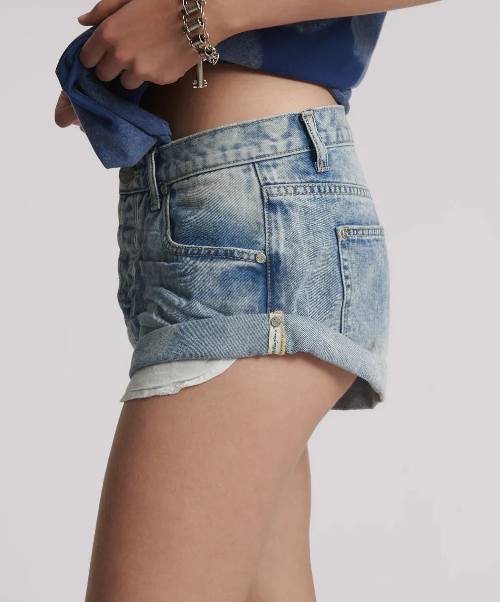 ONE TEASPOON Womens Sunset Blue Bandits Low Waist Denim Shorts - Sunset Blue