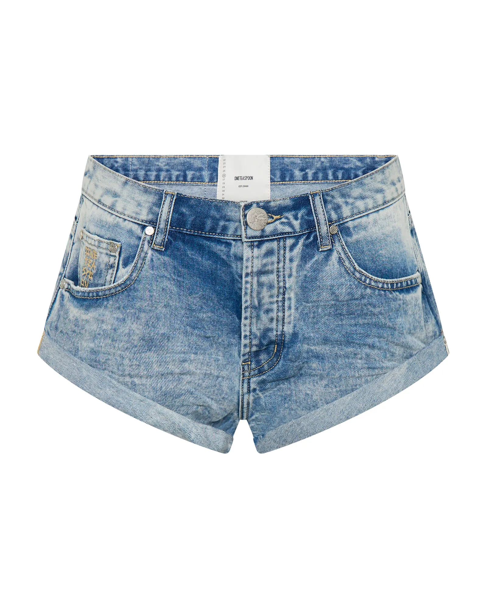 ONE TEASPOON Womens Sunset Blue Bandits Low Waist Denim Shorts - Sunset Blue