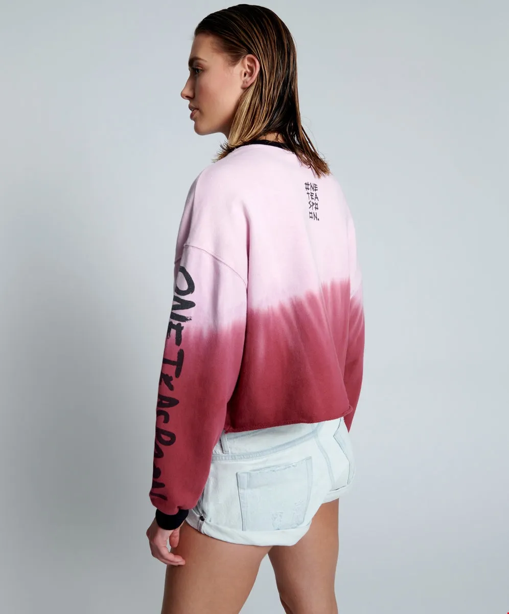 ONETEASPOON Womens From The Stars Dipped Cropped Sweater - Merlot