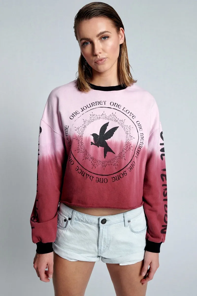 ONETEASPOON Womens From The Stars Dipped Cropped Sweater - Merlot