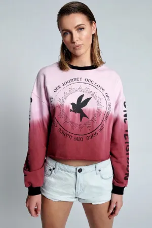 ONETEASPOON Womens From The Stars Dipped Cropped Sweater - Merlot