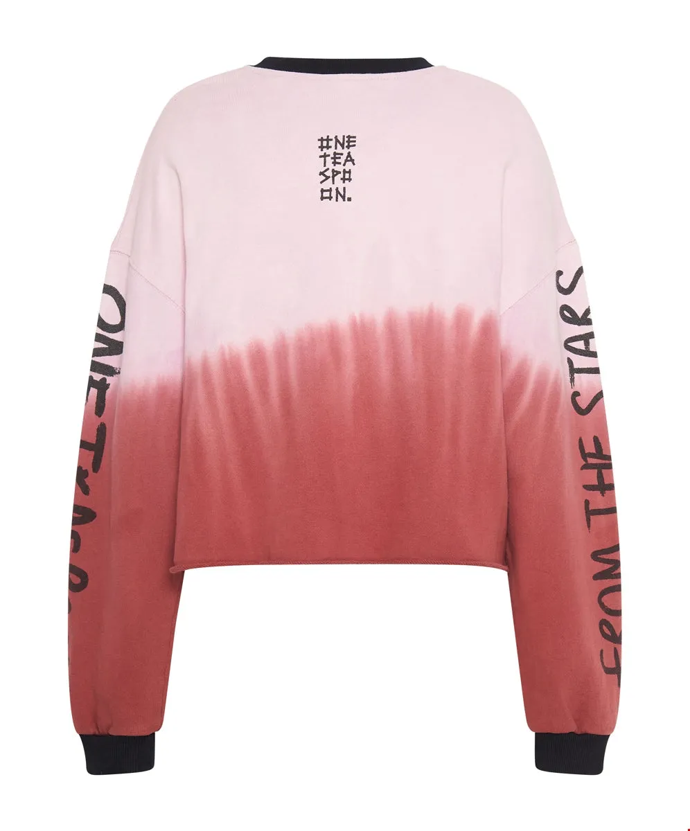 ONETEASPOON Womens From The Stars Dipped Cropped Sweater - Merlot