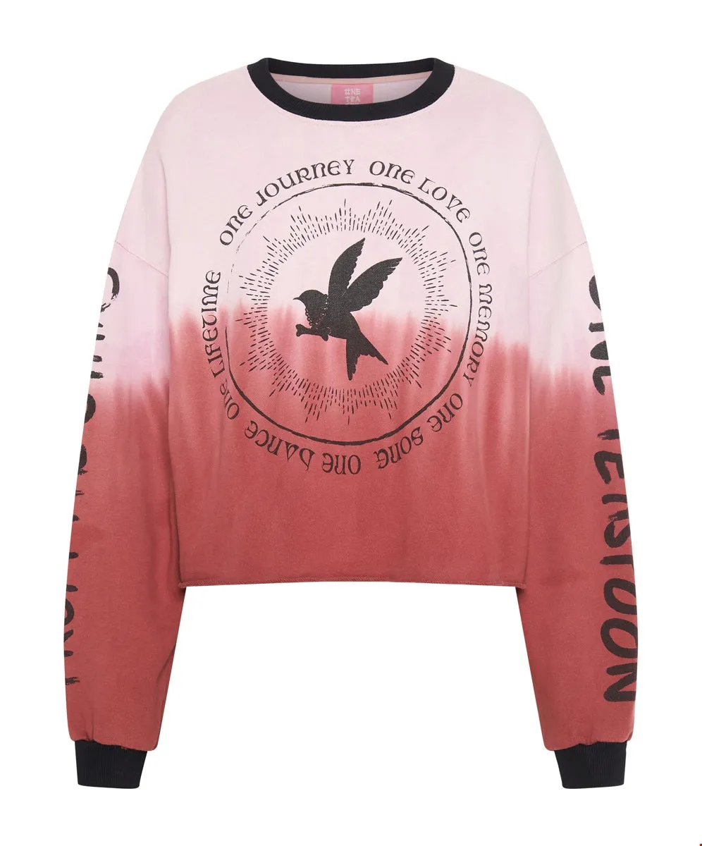 ONETEASPOON Womens From The Stars Dipped Cropped Sweater - Merlot