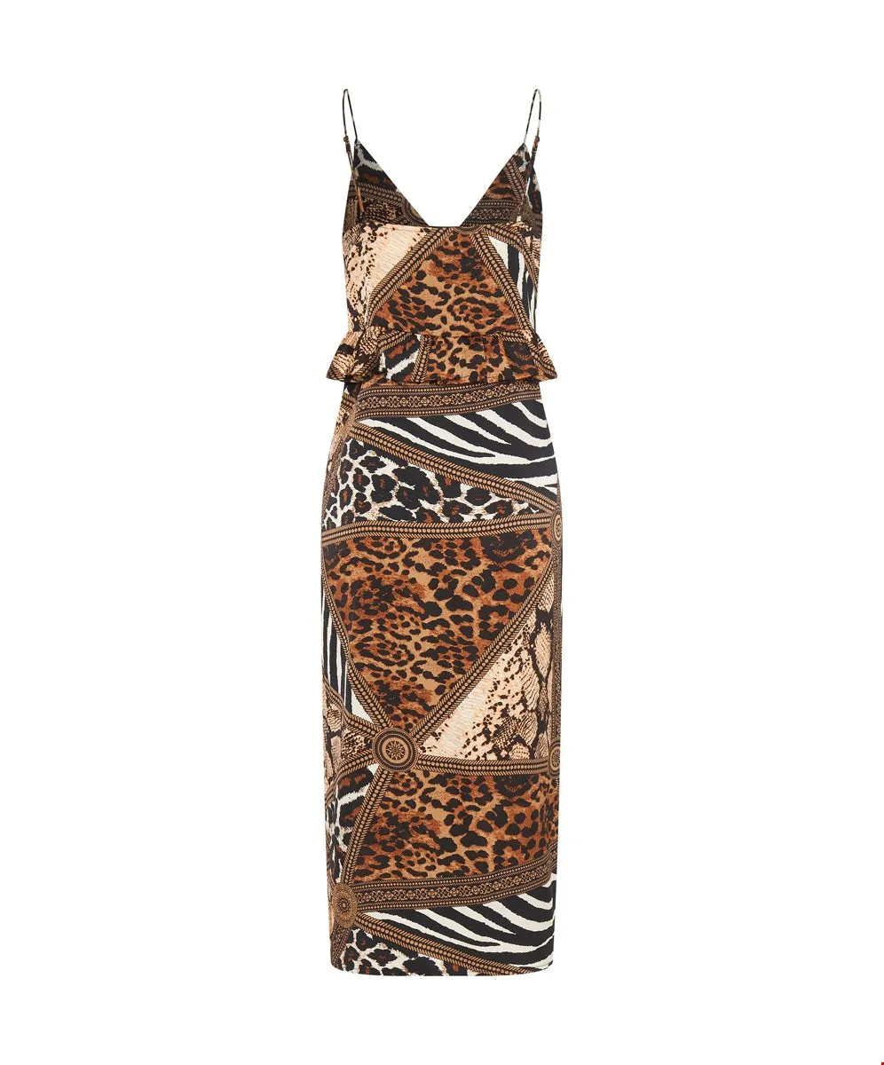 ONETEASPOON Womens Rendezvous Print Slip Dress - Bronze