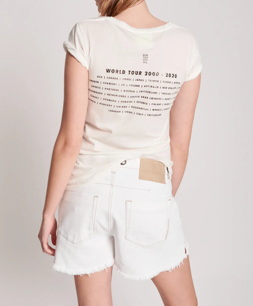 OneTeaspoon WOMENS SUGAR LIPS FITTED TEE - WHITE