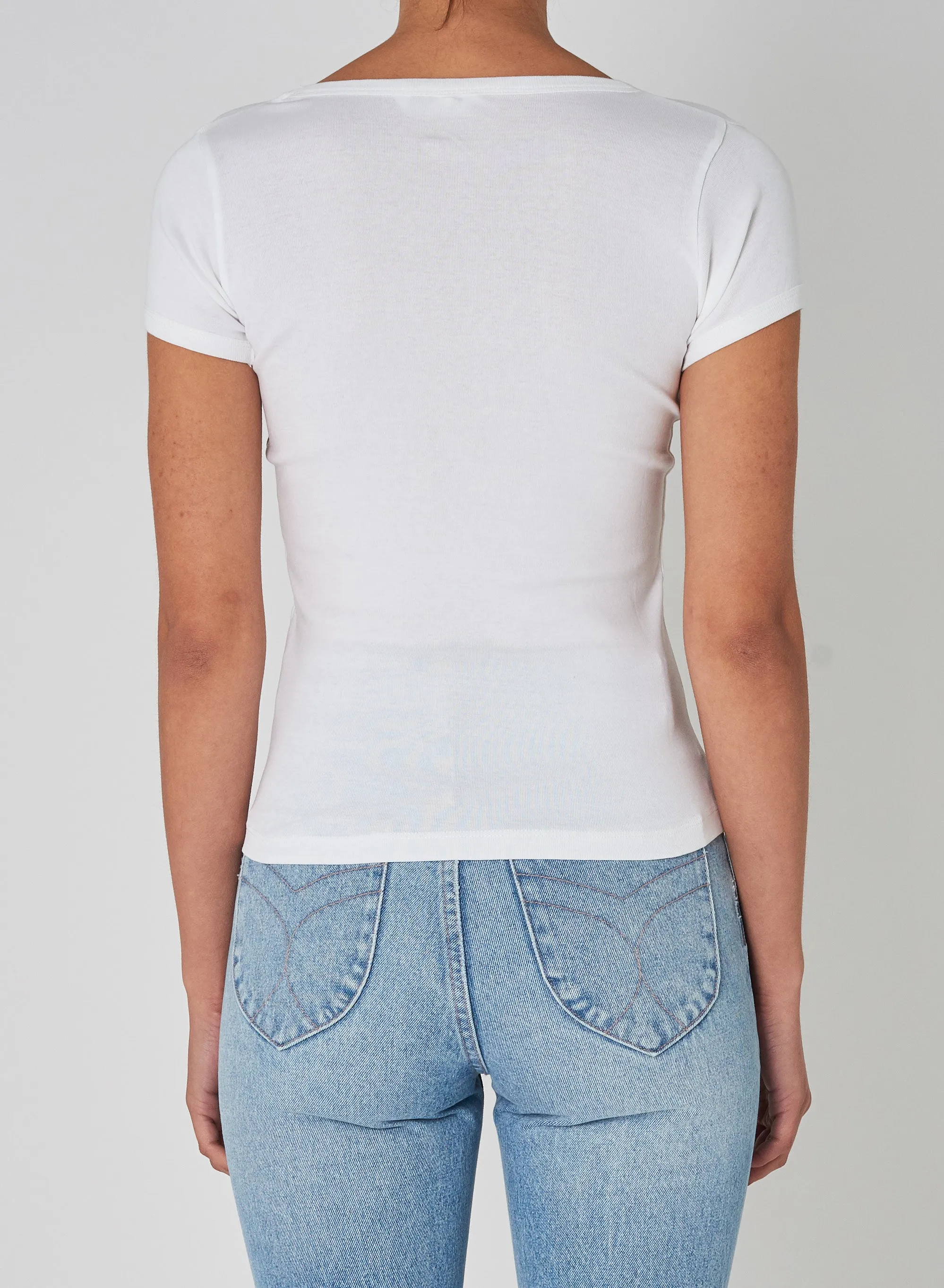 Rollas WOMENS DISCO RIB LOGO TEE - PINK CORDIAL