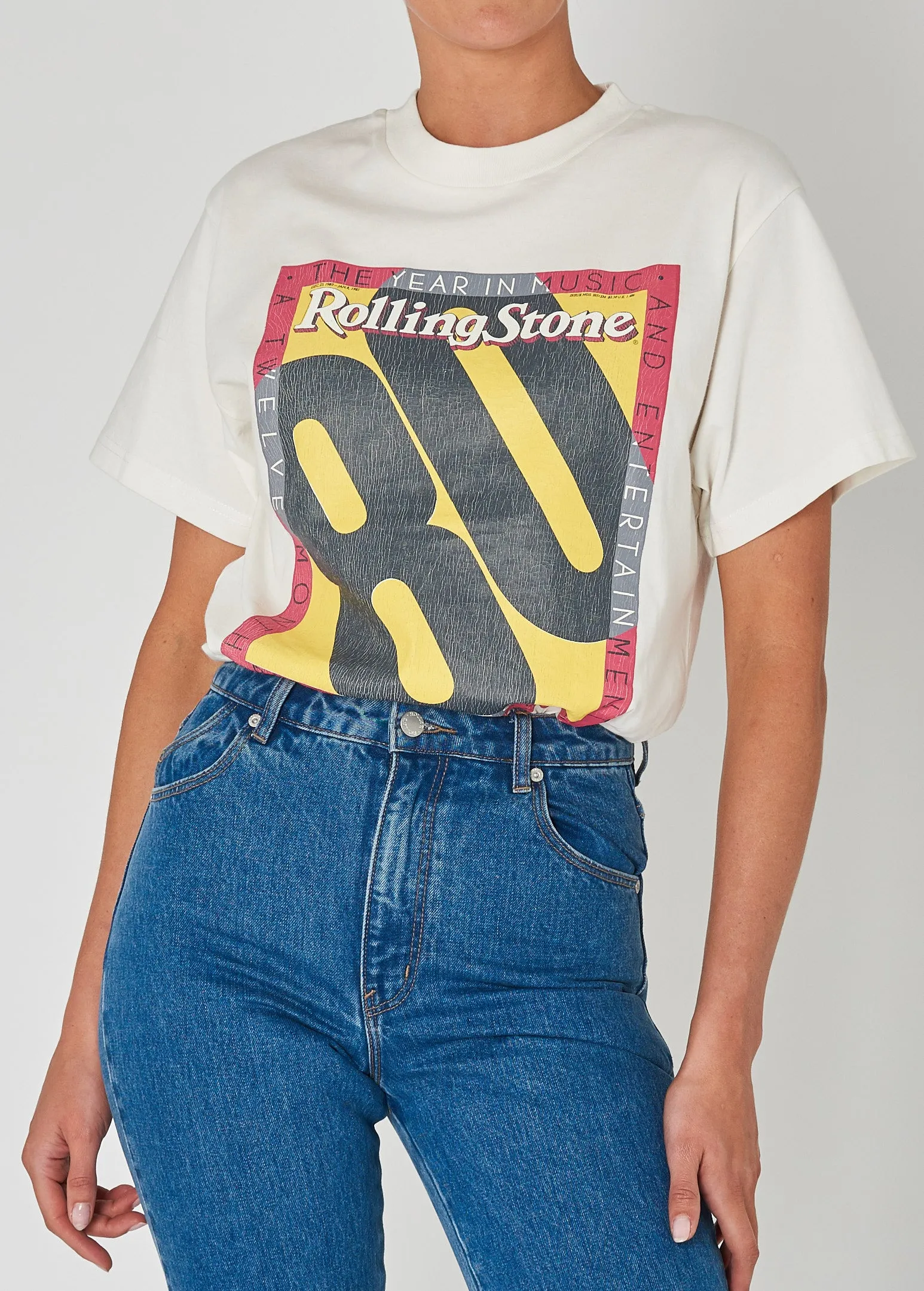 ROLLAS Womens Rolling Stone 80 Tomboy Tee - Vintage White