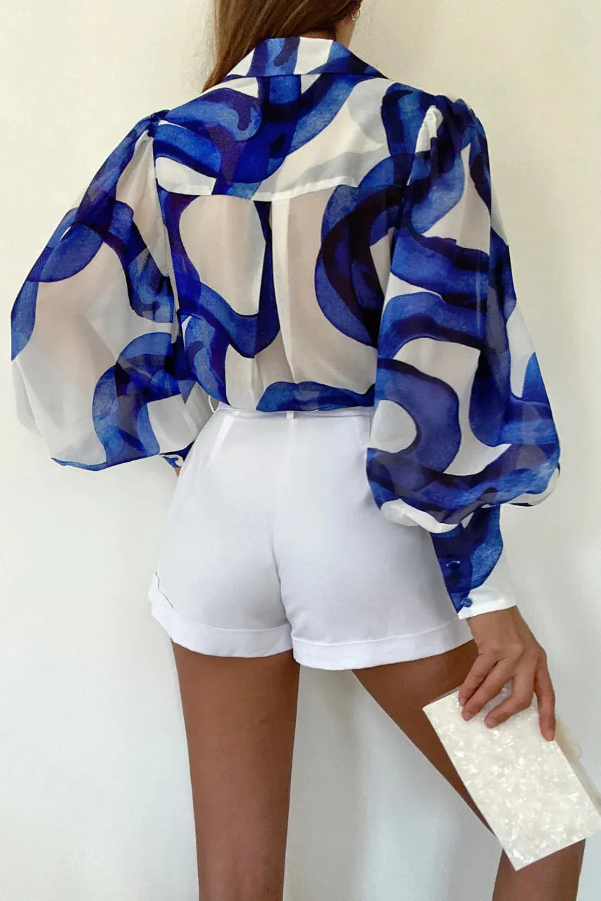 RUNAWAY THE LABEL Womens Fleetwood Blouse - Vista Cobalt