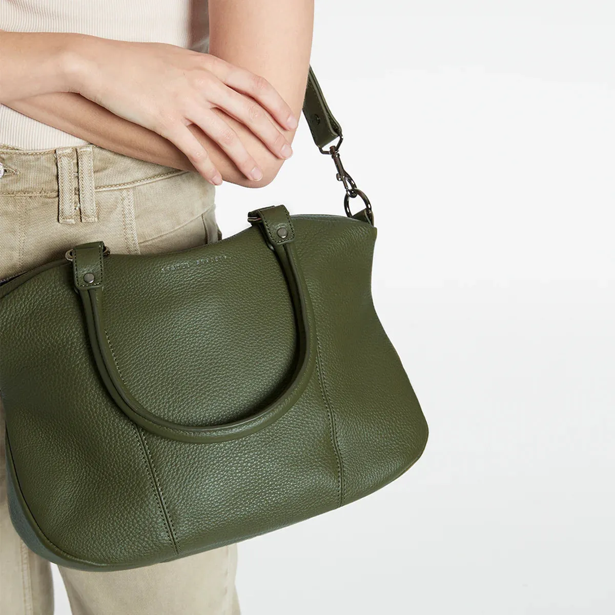 STATUS ANXIETY Womens Eyes To The Wind Leather Bag - Khaki