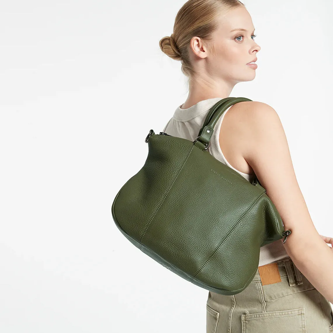 STATUS ANXIETY Womens Eyes To The Wind Leather Bag - Khaki