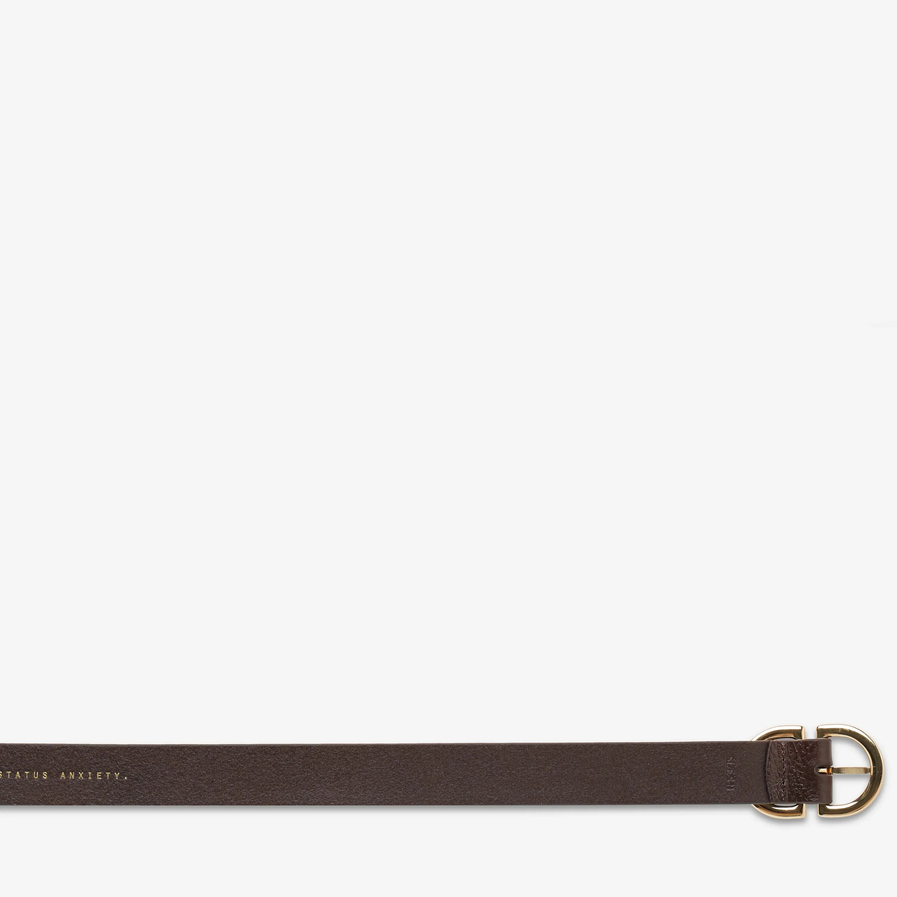STATUS ANXIETY Womens In Reverse Leather Belt - Choc / Gold