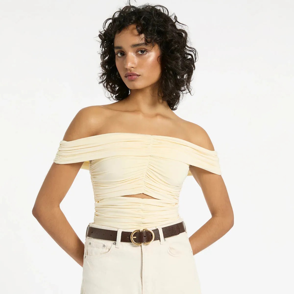 STATUS ANXIETY Womens In Reverse Leather Belt - Choc / Gold