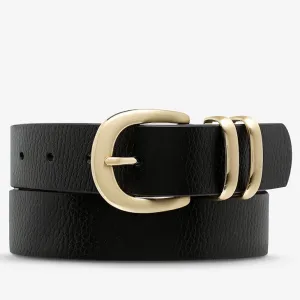 STATUS ANXIETY Womens Let It Be Leather Belt - Black/Gold