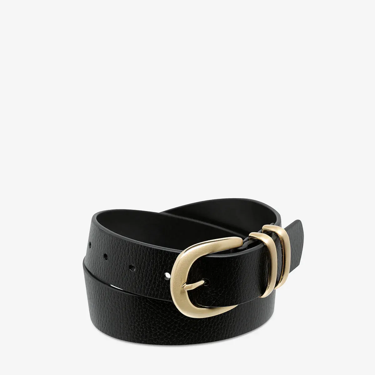 STATUS ANXIETY Womens Let It Be Leather Belt - Black/Gold