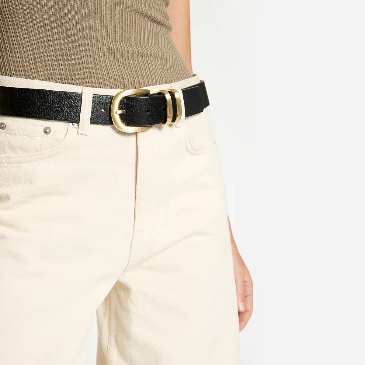 STATUS ANXIETY Womens Let It Be Leather Belt - Black/Gold