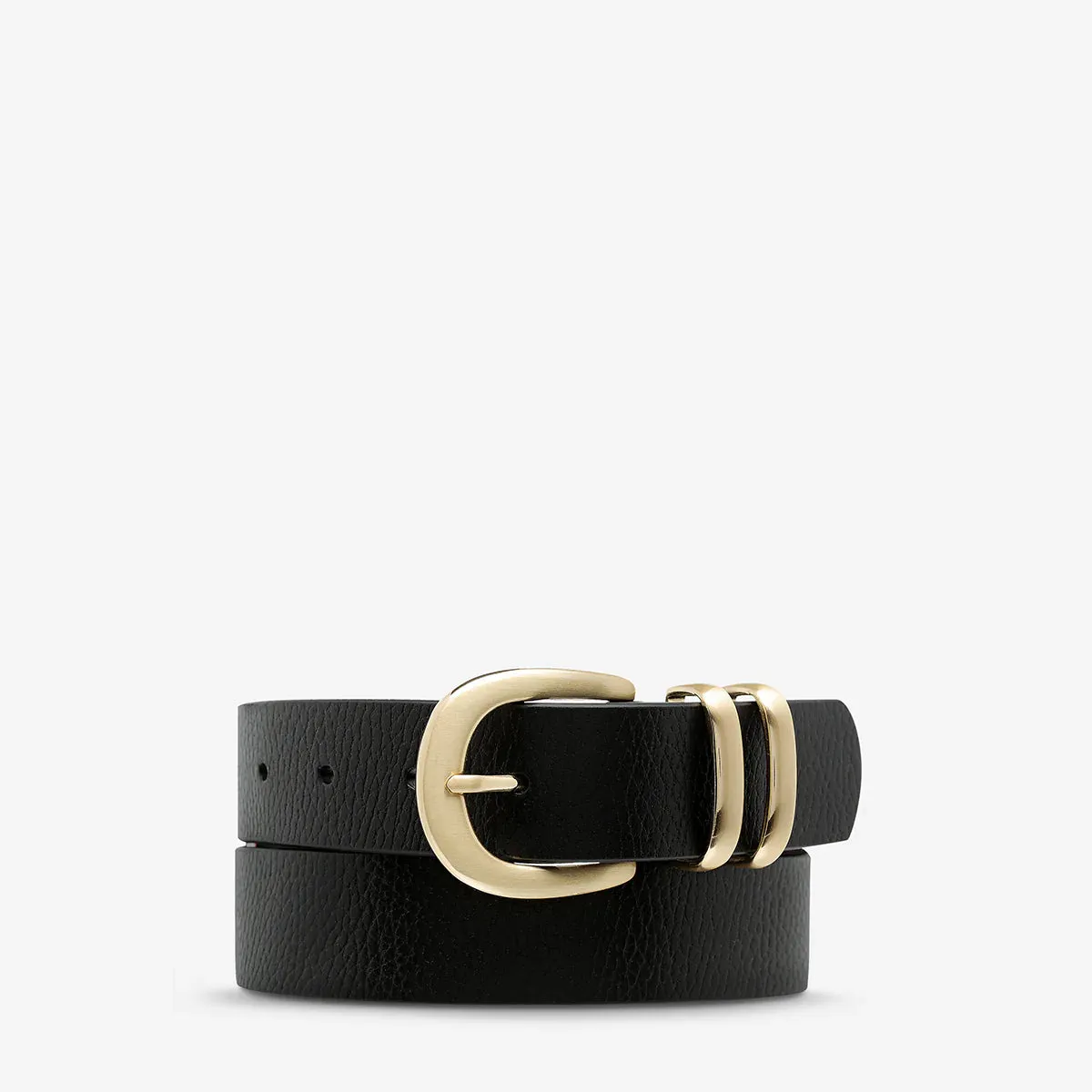 STATUS ANXIETY Womens Let It Be Leather Belt - Black/Gold