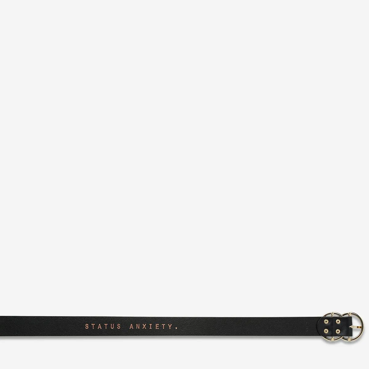 STATUS ANXIETY Womens Mislaid Leather Belt - Black w Gold Buckle