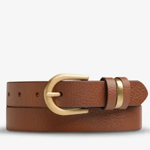 STATUS ANXIETY Womens Over And Over Leather Belt - Tan/ Gold