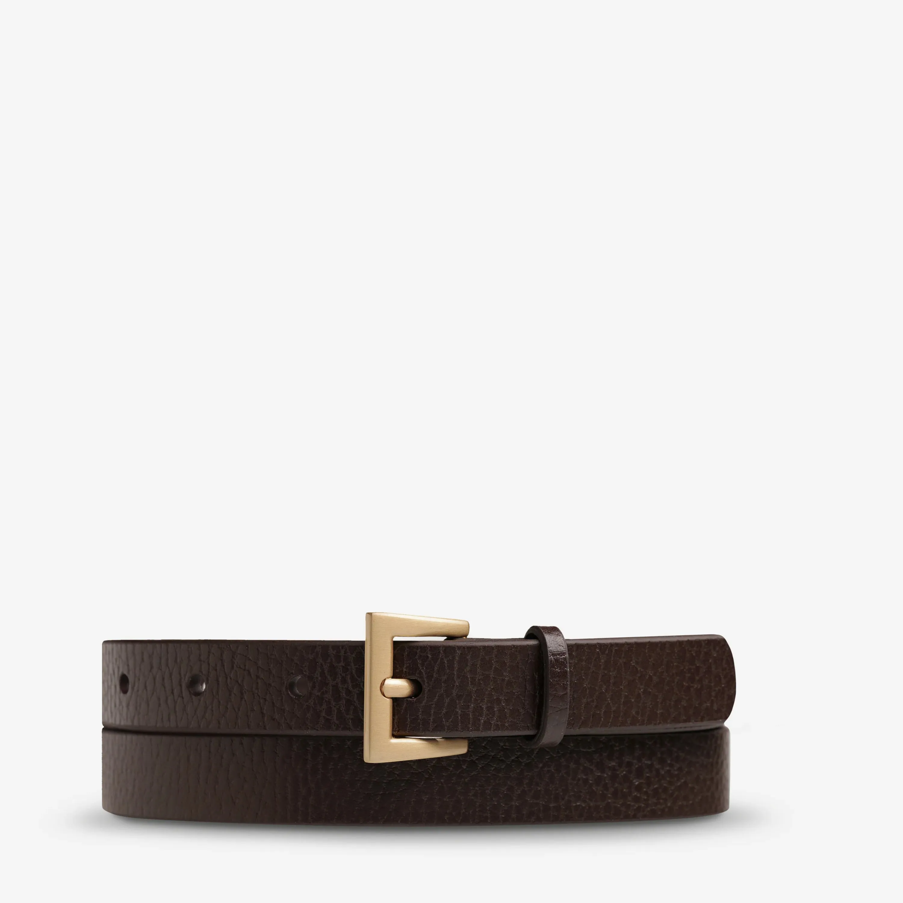 STATUS ANXIETY Womens Part Of Me Leather Belt - Choc/ Gold