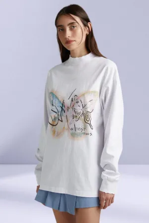 SUMMI SUMMI Womens Long Sleeve Band Tee - White