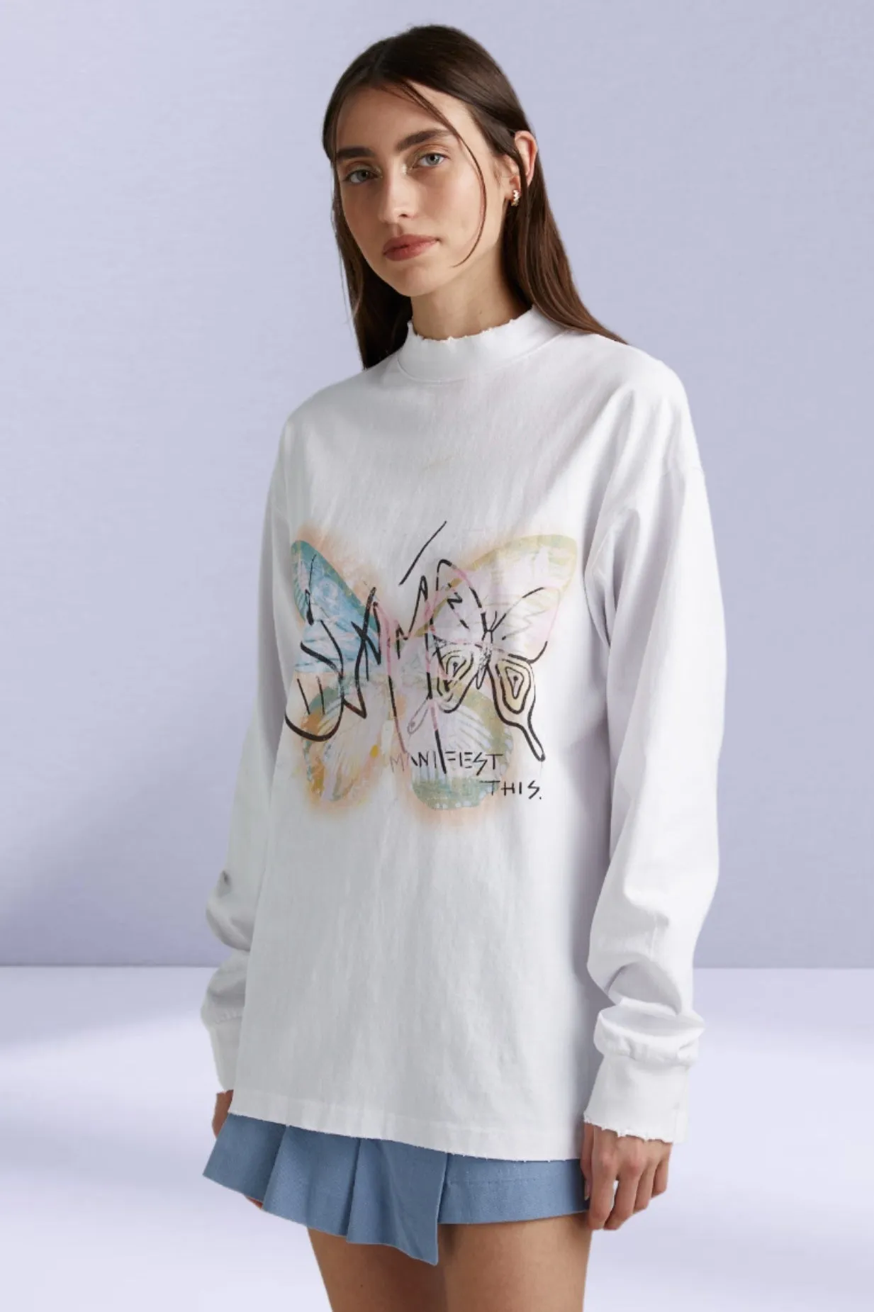 SUMMI SUMMI Womens Long Sleeve Band Tee - White