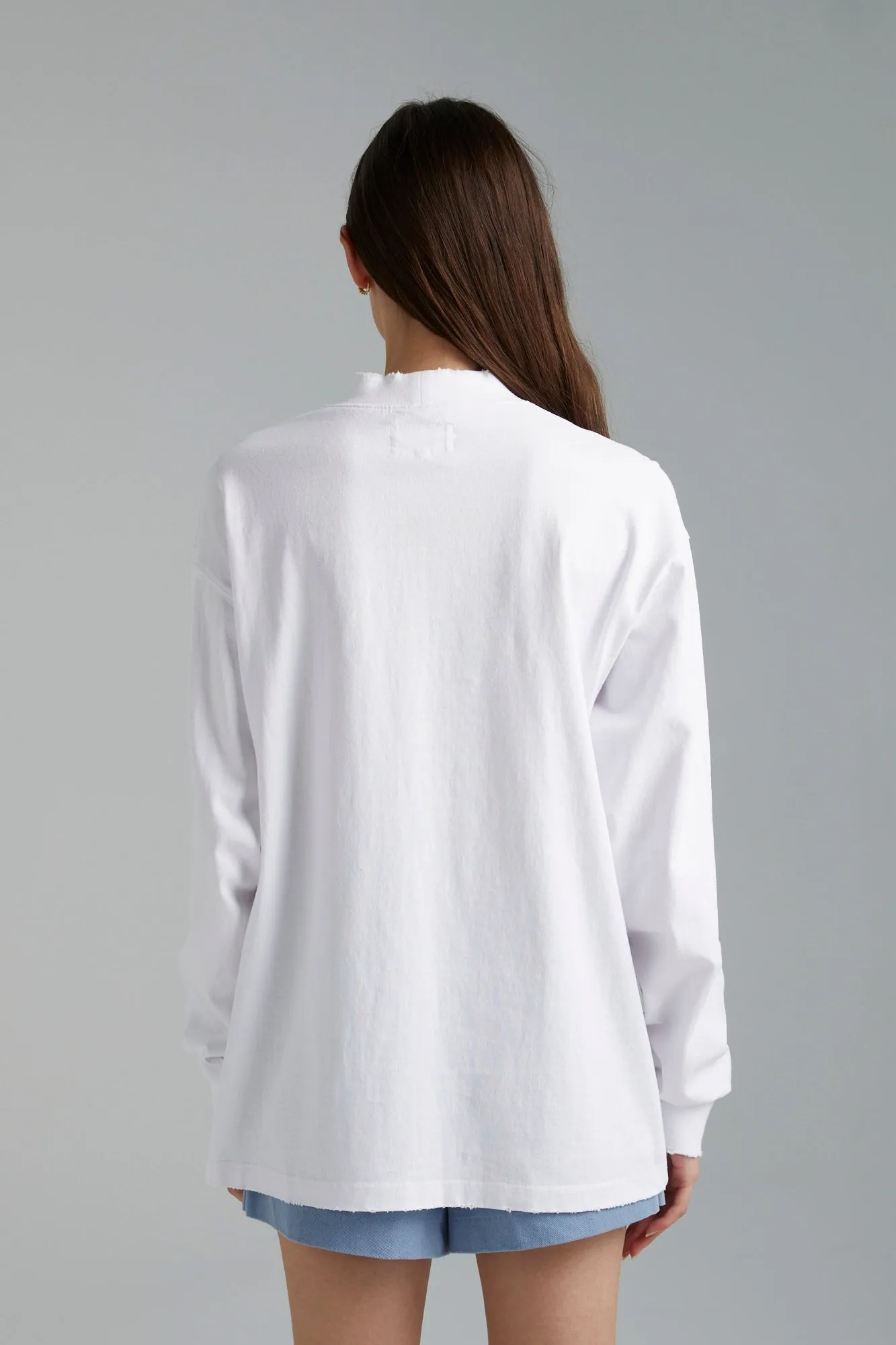 SUMMI SUMMI Womens Long Sleeve Band Tee - White