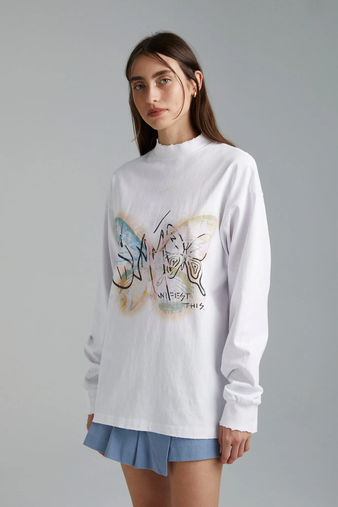 SUMMI SUMMI Womens Long Sleeve Band Tee - White