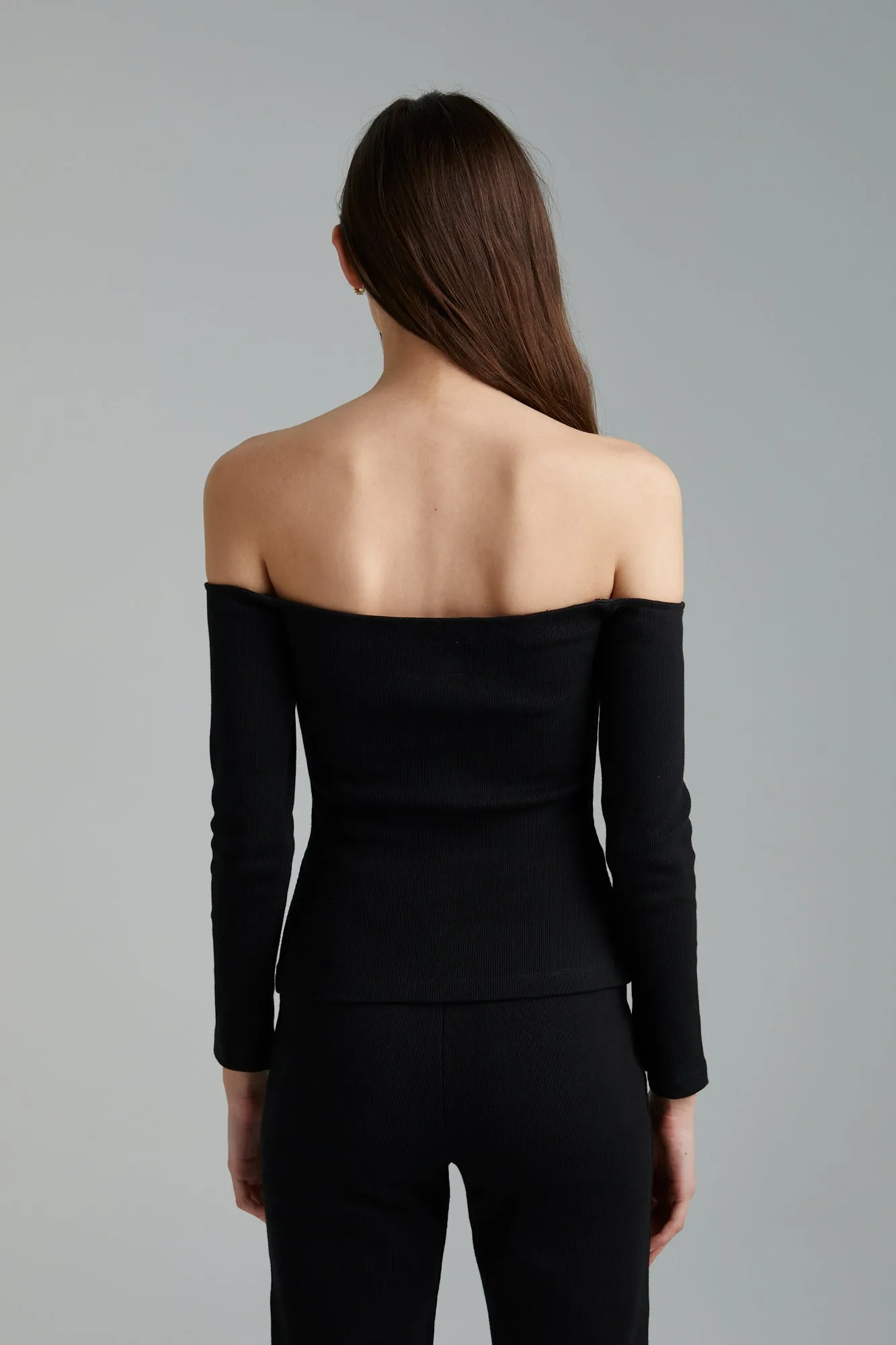 SUMMI SUMMI Womens Long Sleeve Off The Shoulder Top - Black