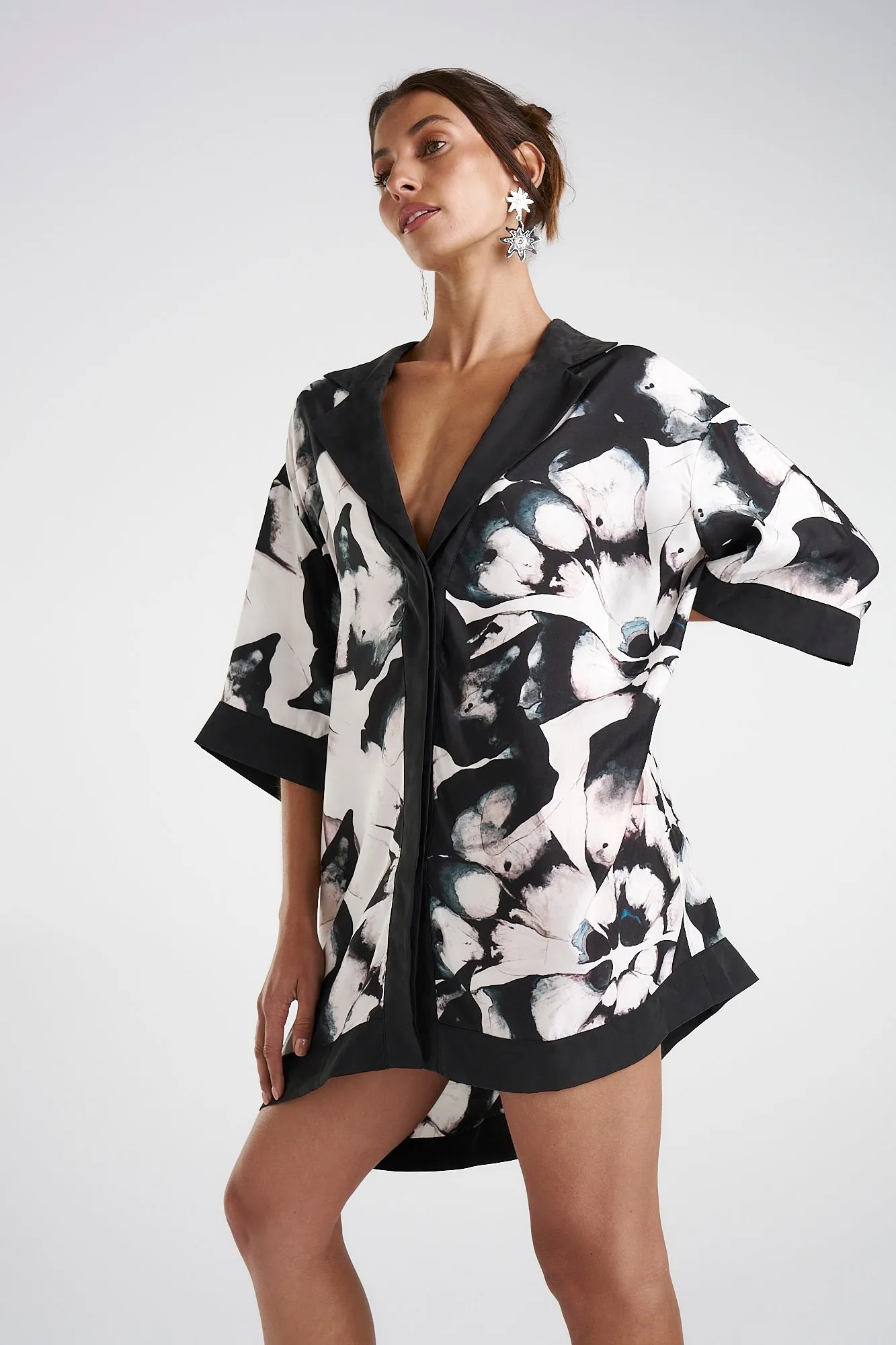 SUMMI SUMMI Womens Luka Shirt Dress with Collar- Everlast