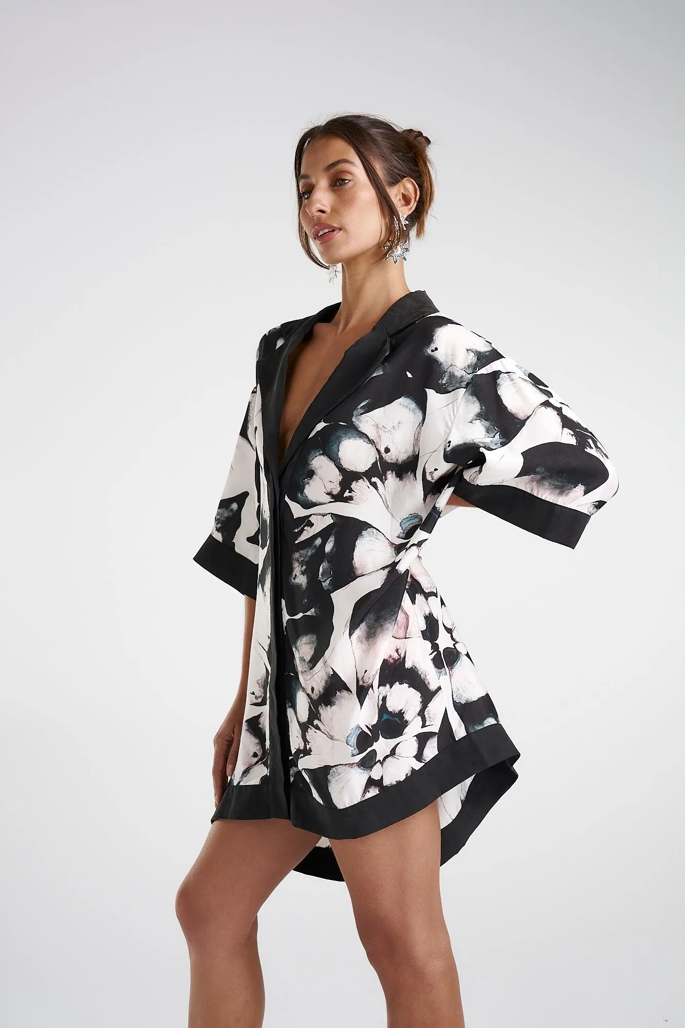 SUMMI SUMMI Womens Luka Shirt Dress with Collar- Everlast