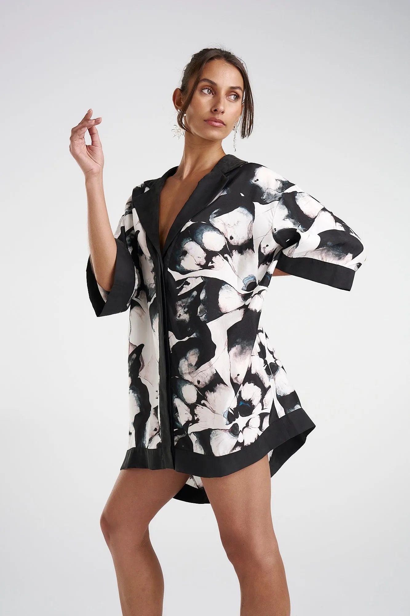 SUMMI SUMMI Womens Luka Shirt Dress with Collar- Everlast
