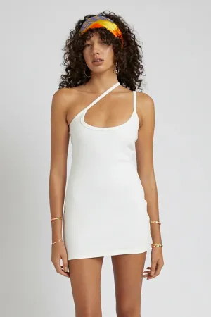 SUMMI SUMMI Womens One Shoulder Cross Over Mini Dress - White Sand
