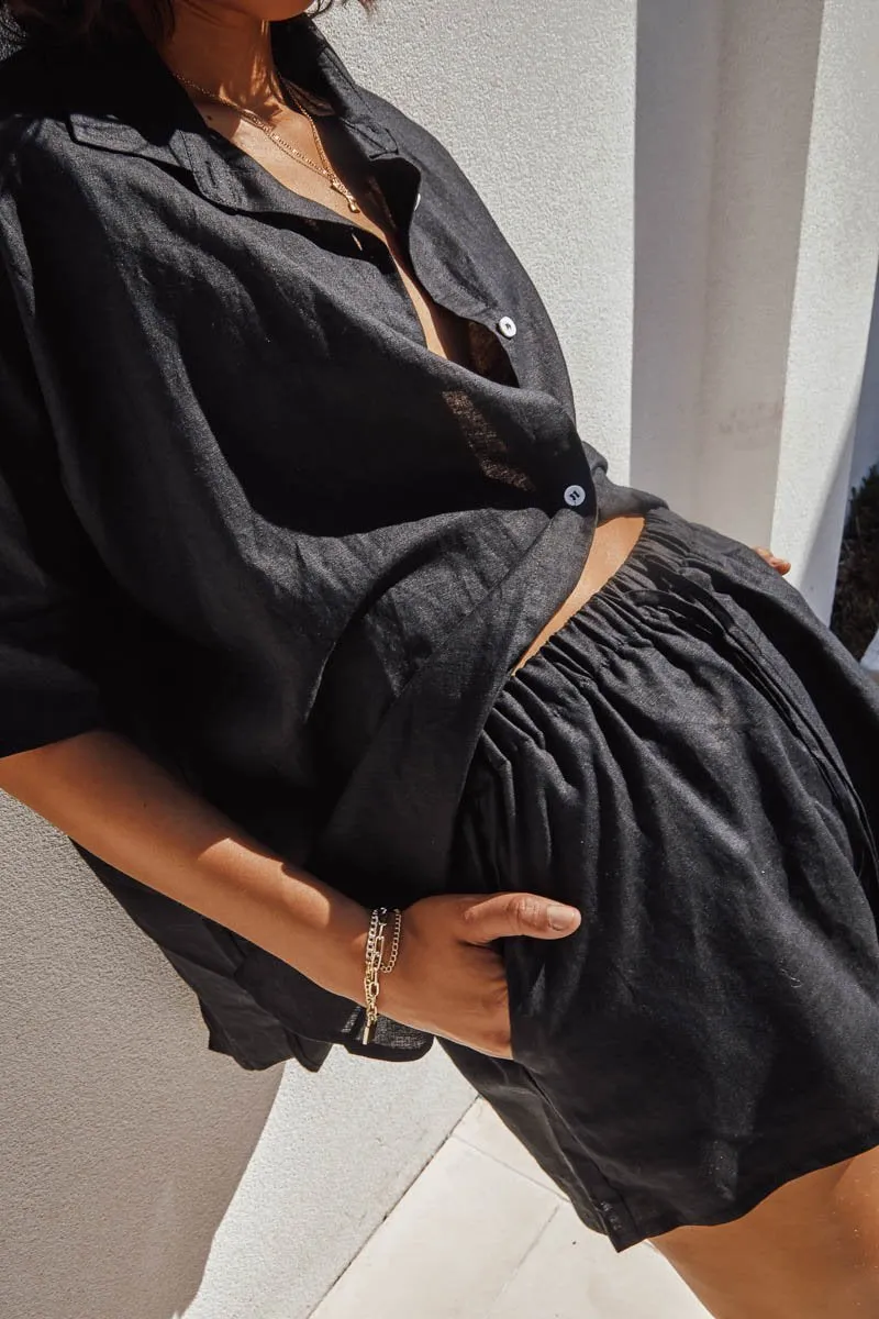 Sundays The Label WOMENS BELLA LINEN SHIRT - BLACK