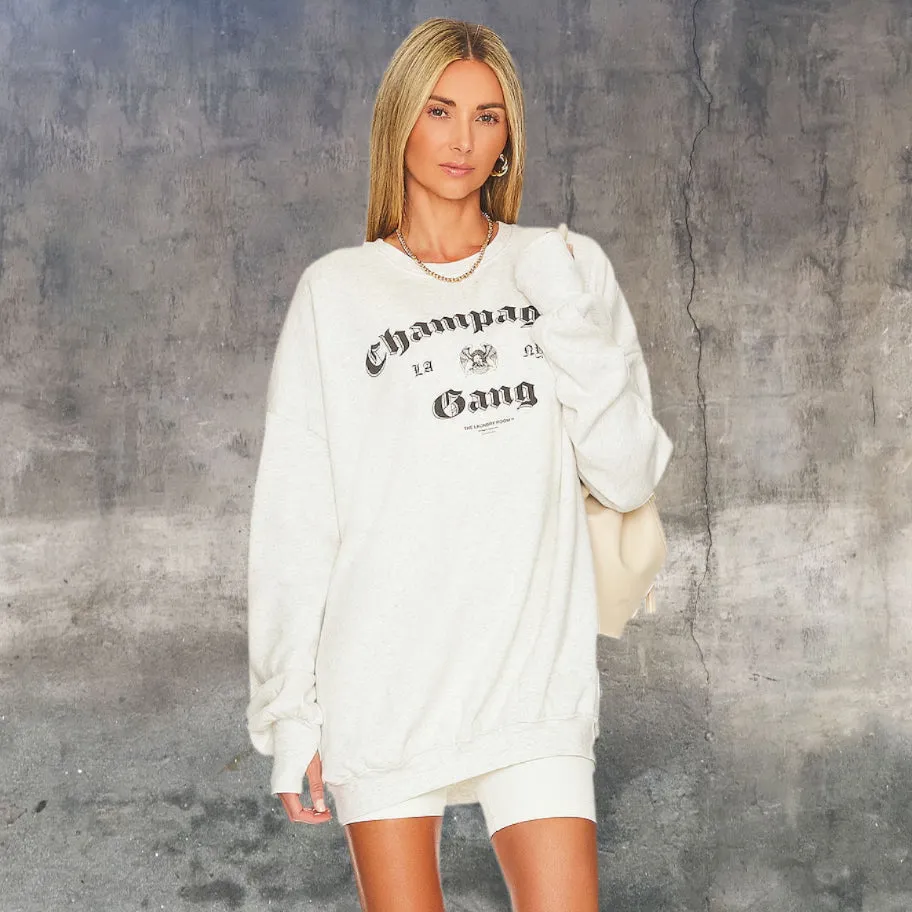 THE LAUNDRY ROOM Womens Champagne Gang Hideout Hooded Jumper - Pebble Heather