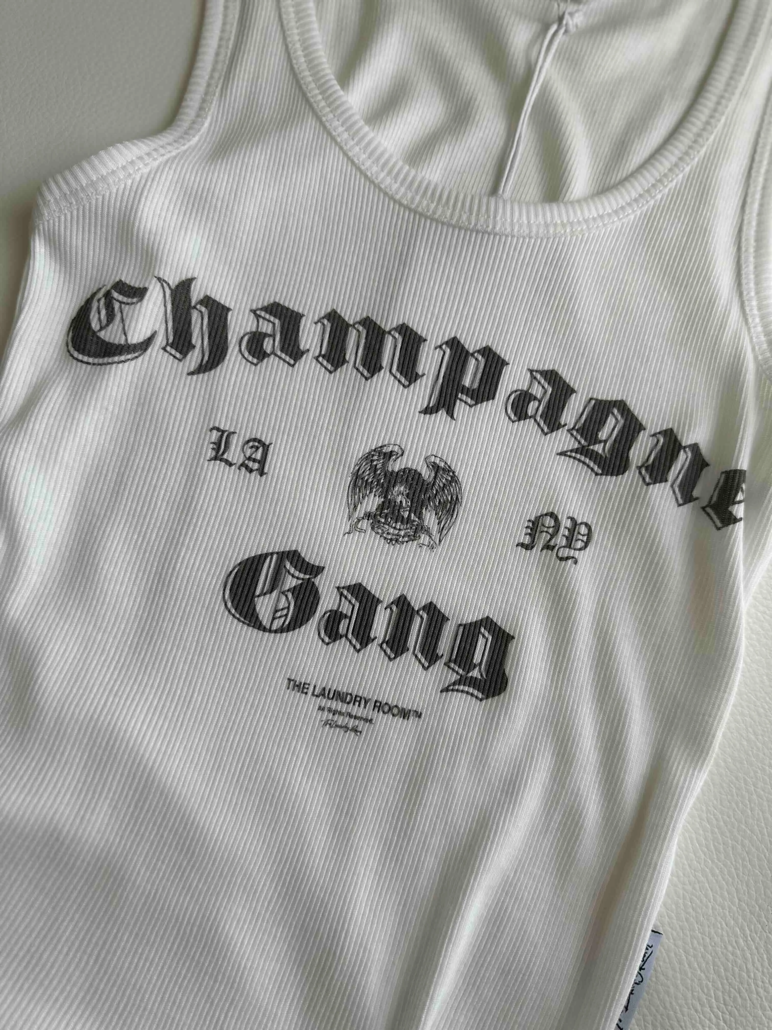 THE LAUNDRY ROOM Womens Champagne Gang Rib Tank - White